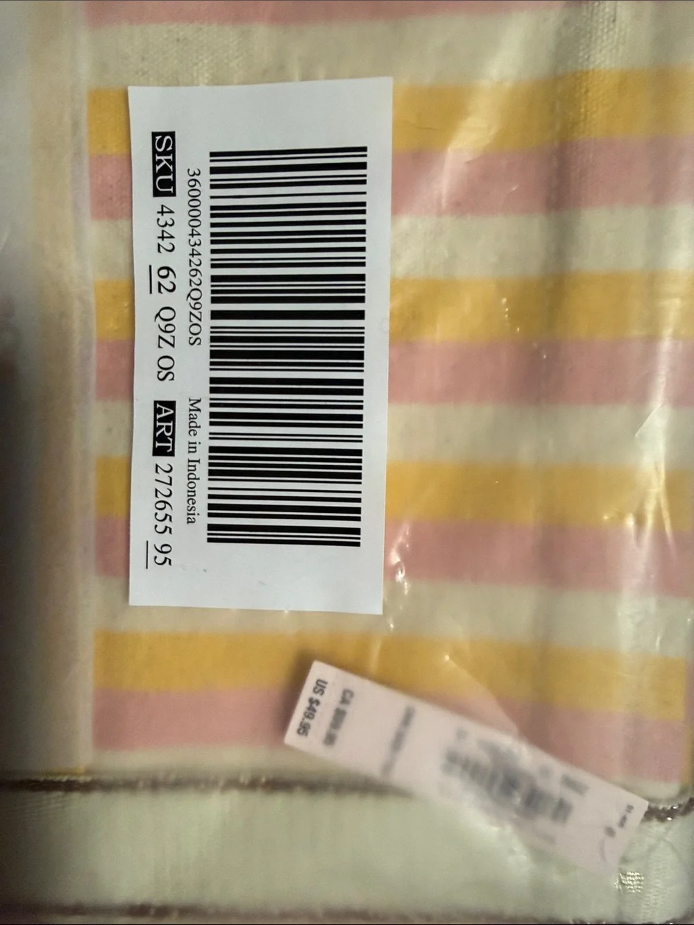Victoria's Secret Pink, Yellow & White Striped Canvas Tote